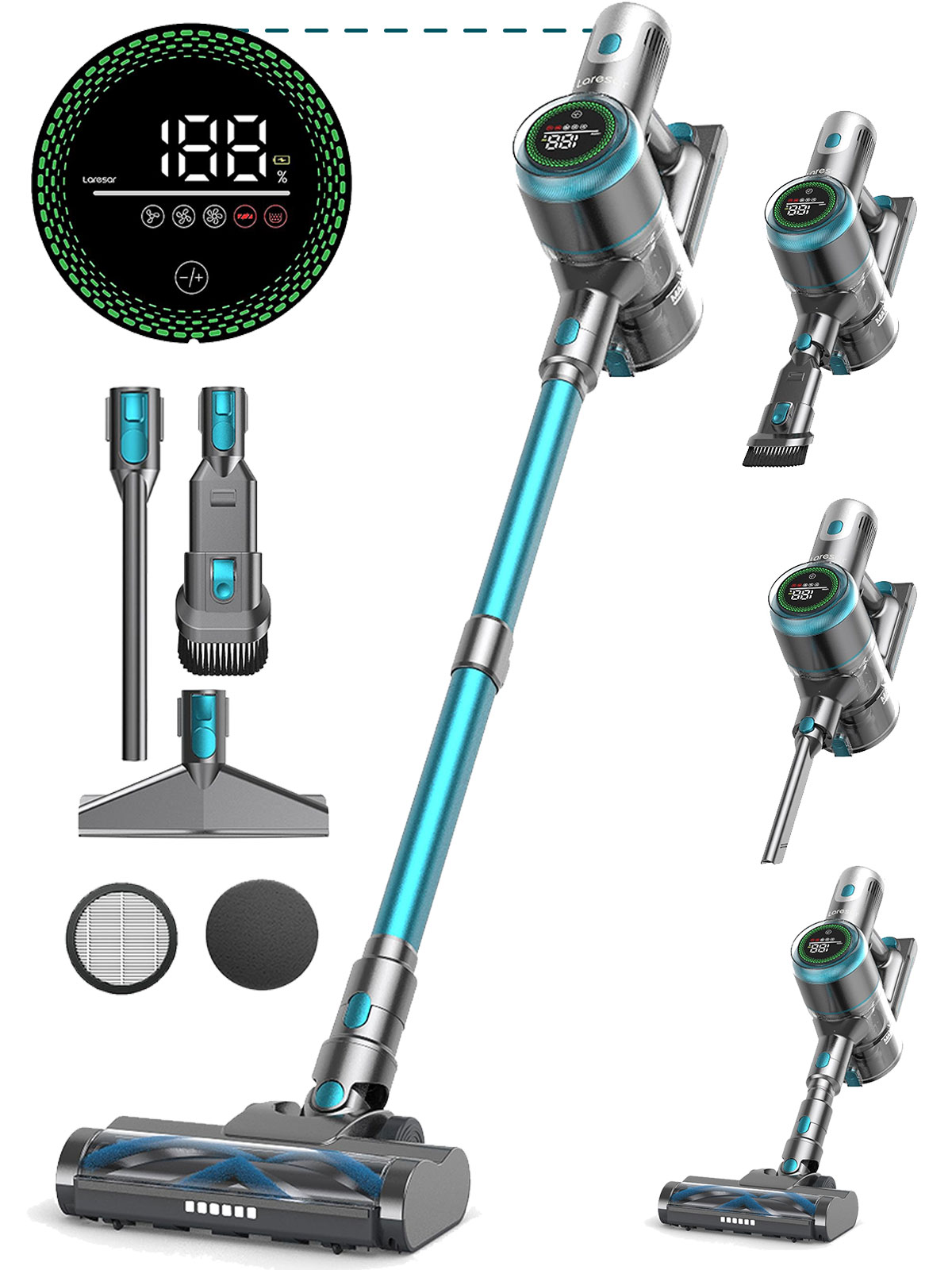 Buture Cordless Stick Vacuum Cleaners 450W 38KPa 55mins with Touch