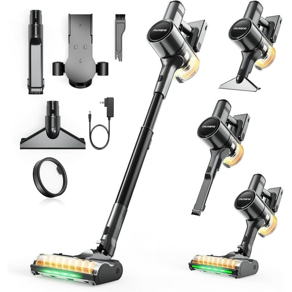 Cordless Vacuum Cleaners for Home, G26 Vacuum Cleaner, 45KPA Powerful Suction, Up to 60 Minutes, Tangle-Resistant, Rechargeable Stick Vac with Wall Mount for Pet Hair, Hardwood Floors, Black