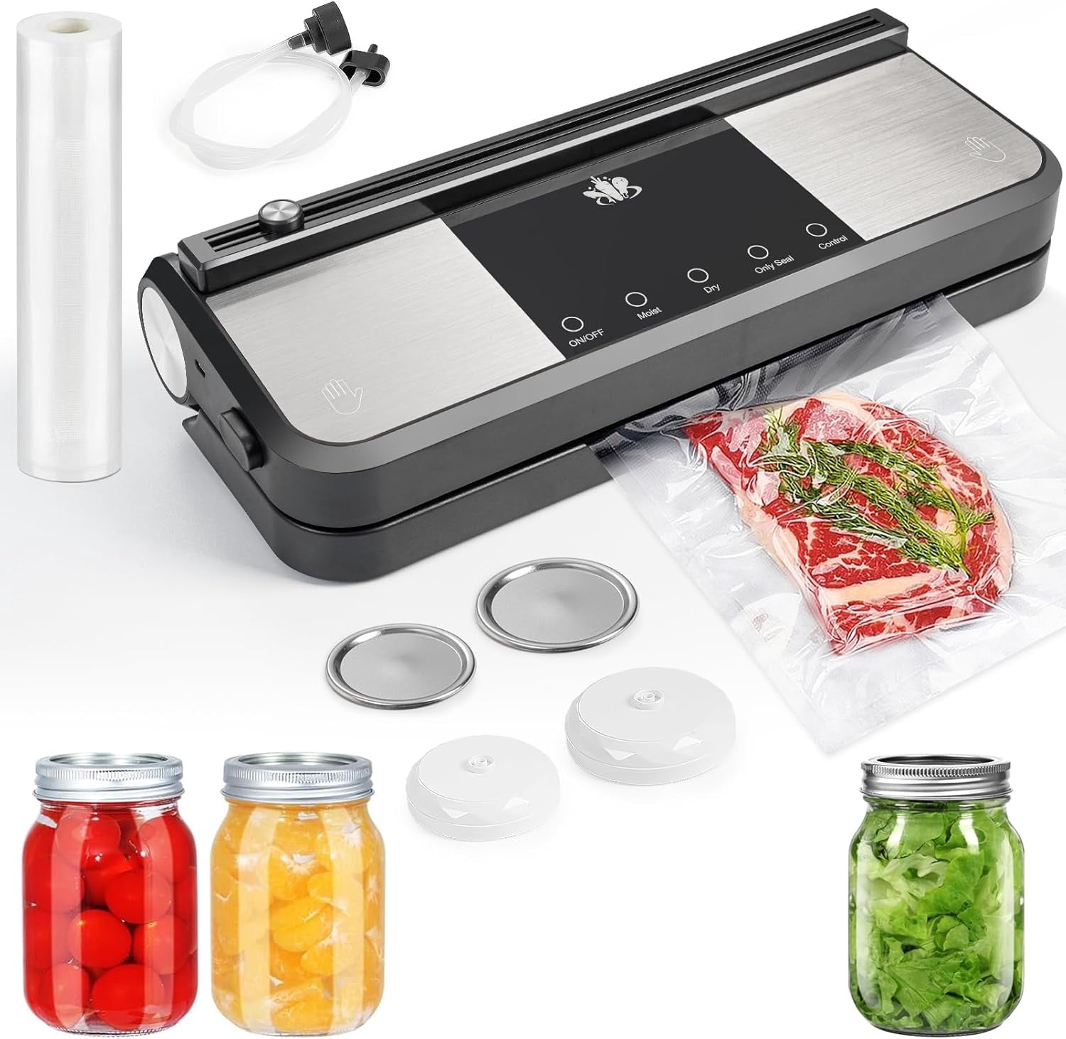 Cordless Food Vacuum Sealer Machine With UV Light - Rechargeable, Digital Display, 10 Bags Included