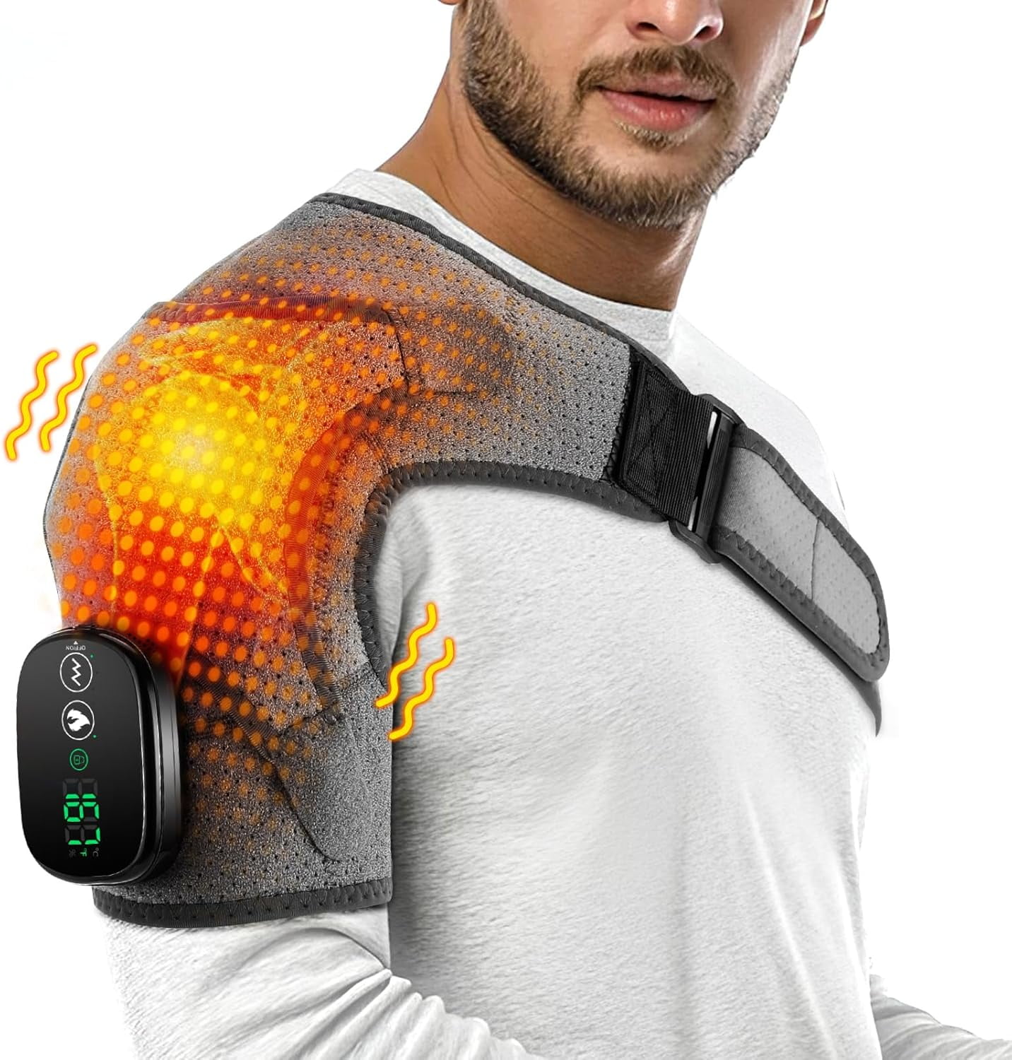 Shoulder Inflatable Cordless Vibrating Heated Shoulder Wrap for At-Home Relaxation ...