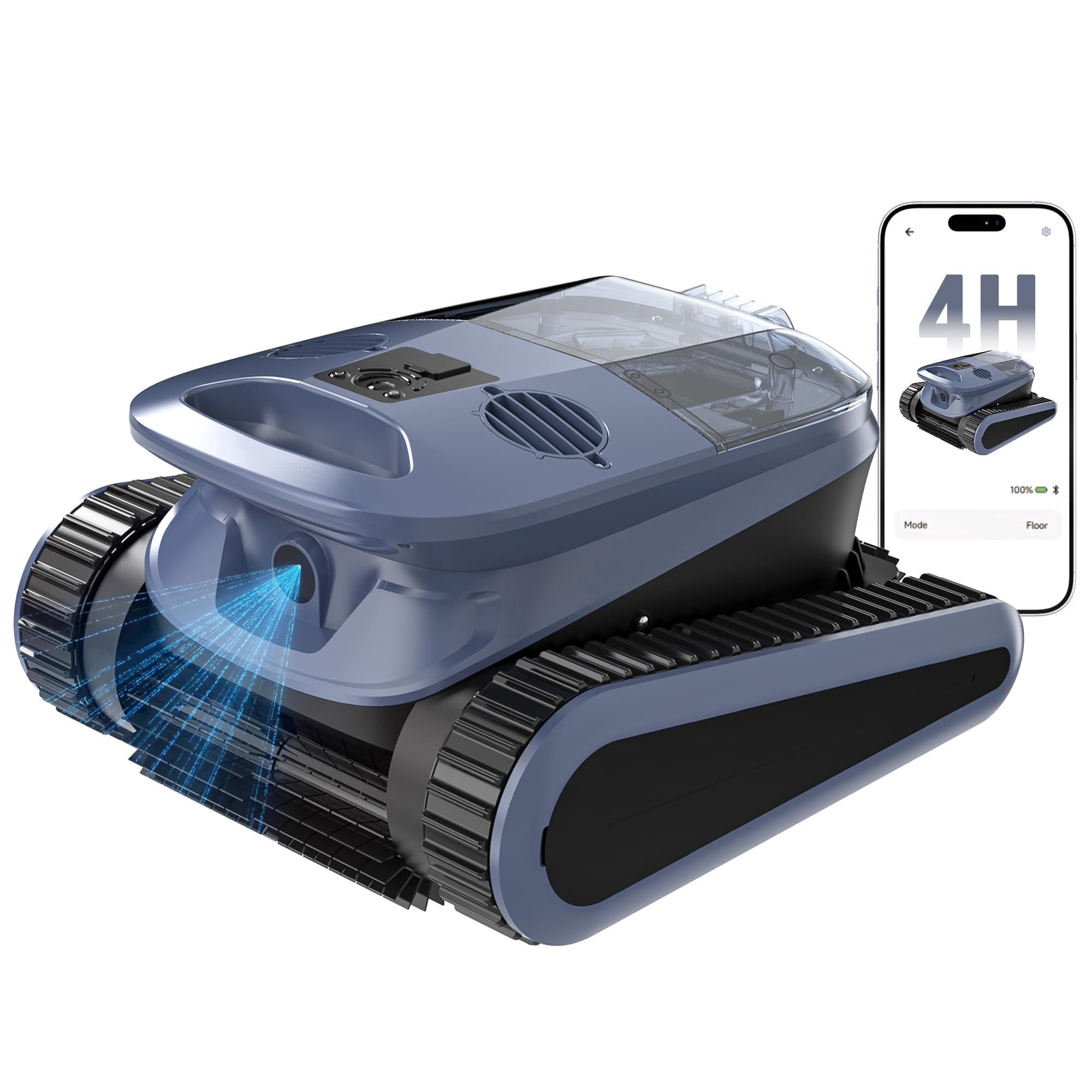 2026 Upgrade Dual Motor Dual Brush Smart Wavepath Robot Vacuum, Cordless Wall Climbing Robotic Pool Cleaner, Enhanced Waterline Cleaning Wireless Pool Robot for Inground Pools up to 3230 Sq.ft