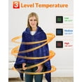thumbnail image 1 of Cordless Wearable Heated Blanket, 10000mah Heated Blanket Battery Operated with Hood, USB Heating Throw Shawls Portable Electric Blanket with 3 Heating Levels for Home Office Outdoor(Navy), 1 of 6
