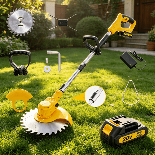 Cordless Weed Eater, 4-in-1 Electric Grass Cutter with High Capacity Battery, Powerful String Trimmer for Lawn Yard Garden Edging, Gifts for Dad Husband
