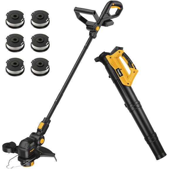 Cordless Weed Eater & Leaf Blower Combo Compatible with Dewalt 20V Max Battery(Tool Only), 12" Weed Wacker & String Trimmer Edger 3-in-1, Battery Operated Weed Trimmer with Auto-Feed