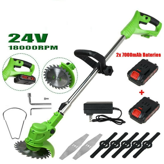 Cordless Weed Eater String Trimmer, Lightweight Push Lawn Mower,24V Li-Ion Battery Powered for Garden and Yard