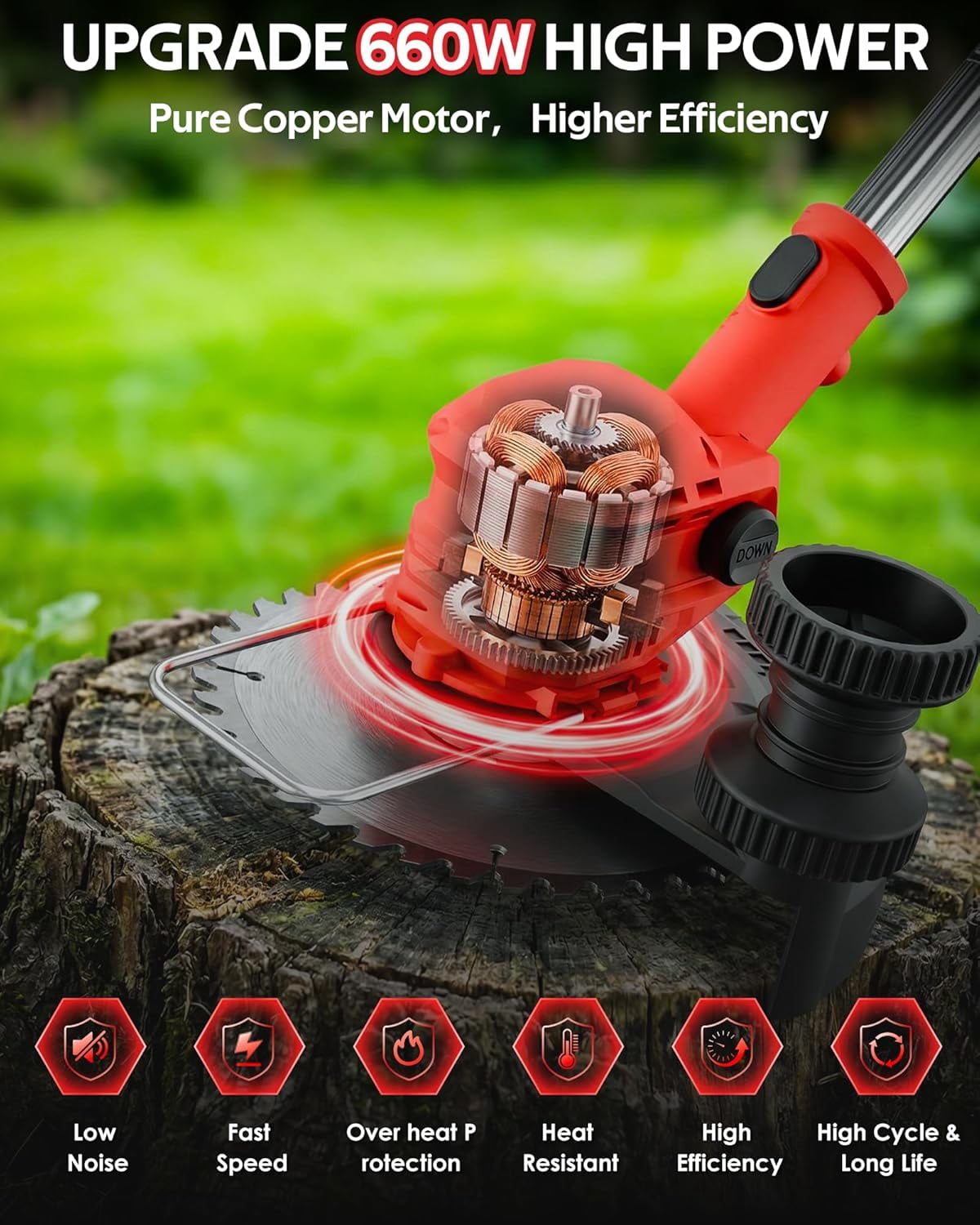 Cordless Weed Eater with 2 Batteries, 3-in-1 Electric Grass Trimmer and Edger, Lightweight String Trimmer for Yard