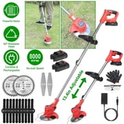 Cordless Weed Eater with 2 Batteries, 8000 RPM Electric Grass Trimmer & Edger