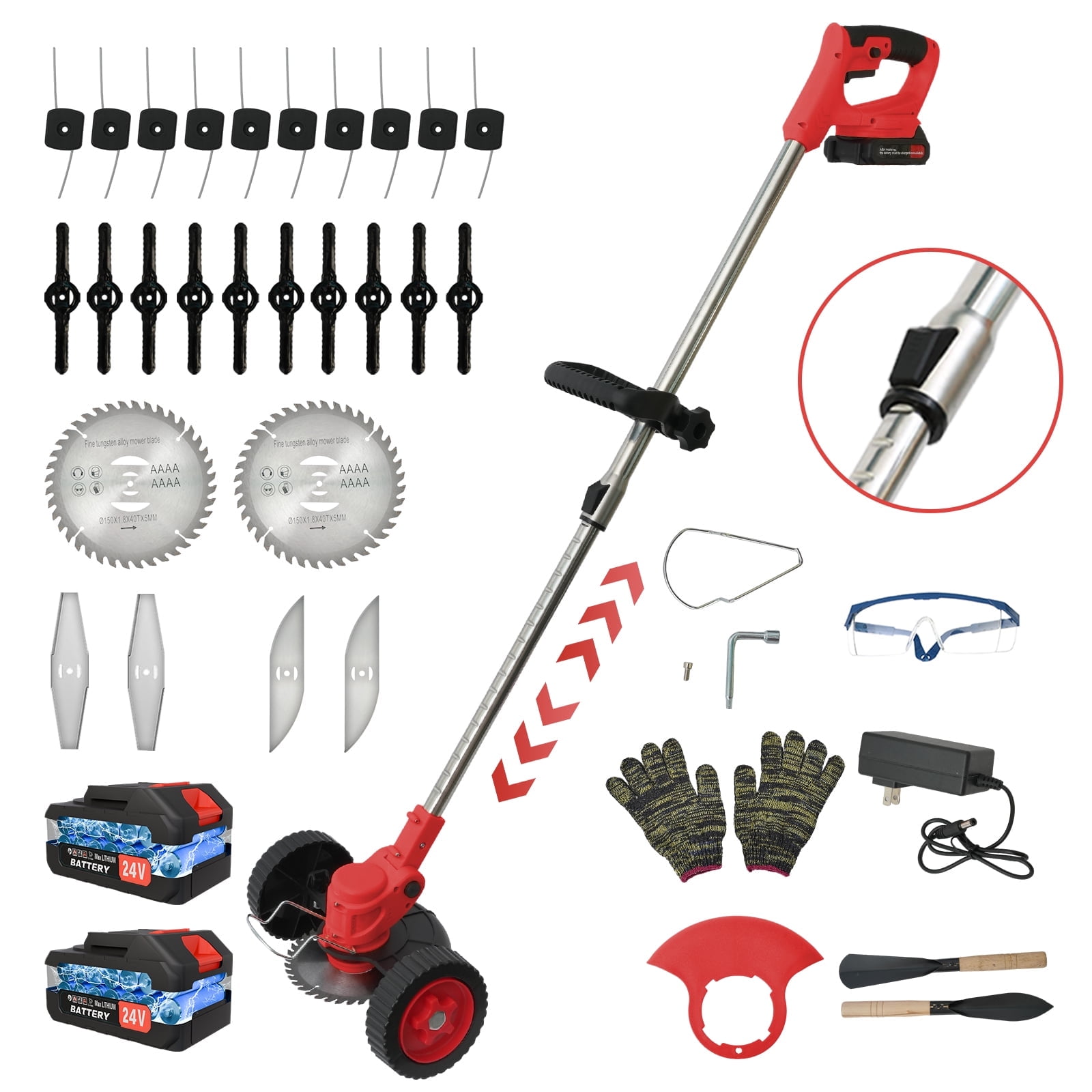 Cordless Weed Eater with Auto Line Feed, 2×2000mAh Batteries, Electric String Trimmer Perfect for Edging & Patio Care