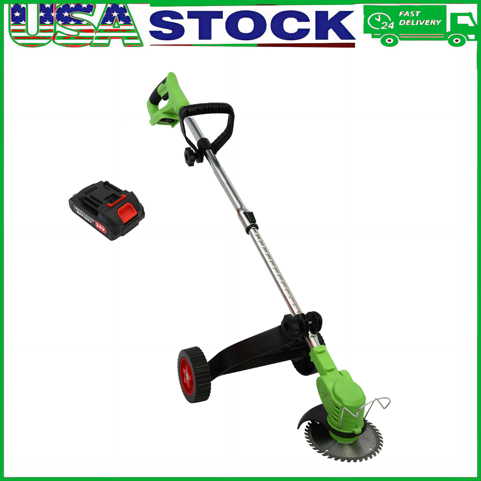 24V Cordless Weed Eater & Lawn Edger - 2 X 2000mAh Batteries, String Trimmer Combo Kit