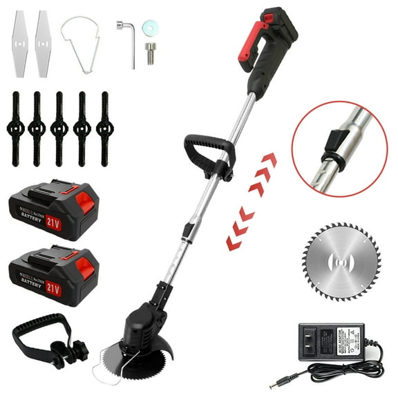 21V Cordless String Trimmer, 2 X 1.5Ah Battery Weed Wacker with Fast Charger, Battery Powered Weed Eater , 3-in-1 Electric Lawn Mower Grass Trimmer and Edger Lawn Tool, Black