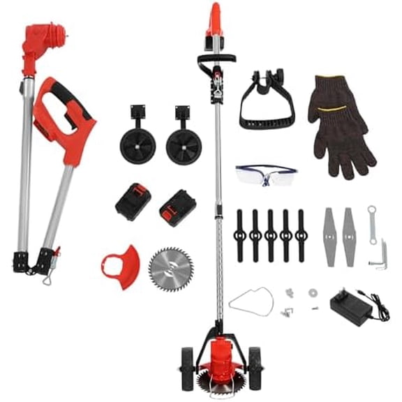 Cordless Weed Trimmer 21V 800W - Electric Lawn Trimmer with 2 Batteries, Cordless Weed Wacker 5.9" Metal Blade, Adjustable 47-59" Pole for for The Garden and Yard$$Garden & Patio