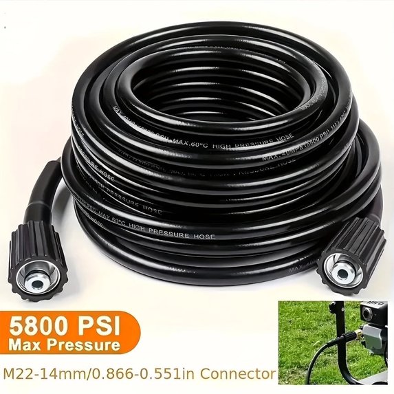 High Pressure Washer Hose 32FT M22 Brass Fitting Power Washer Hose Replacement Extension Tube for Car, Motorcycle, Driveway & Garden Cleaning, Pressure Washer Accessories