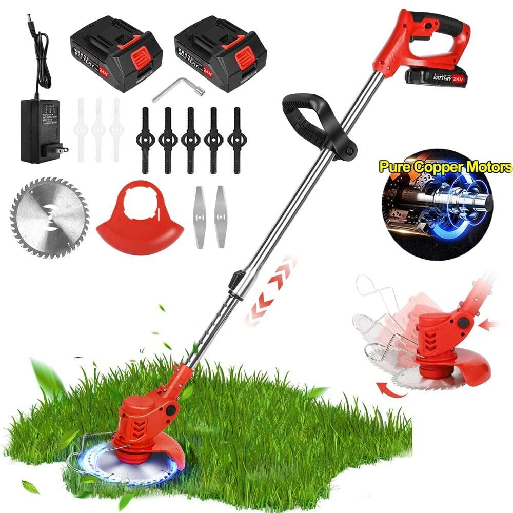 Cordless Weed Eater with Electric Motor Metal Blades and Fast Charger for Lawn Yard Garden Walmart