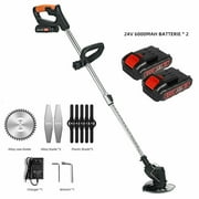 Cordless Weed Wacker Brush Cutter Battery Powered Electric Weed Eater Lightweight for Home Garden Lawn Yard Bush Trimming & Pruning(2 Batteries)