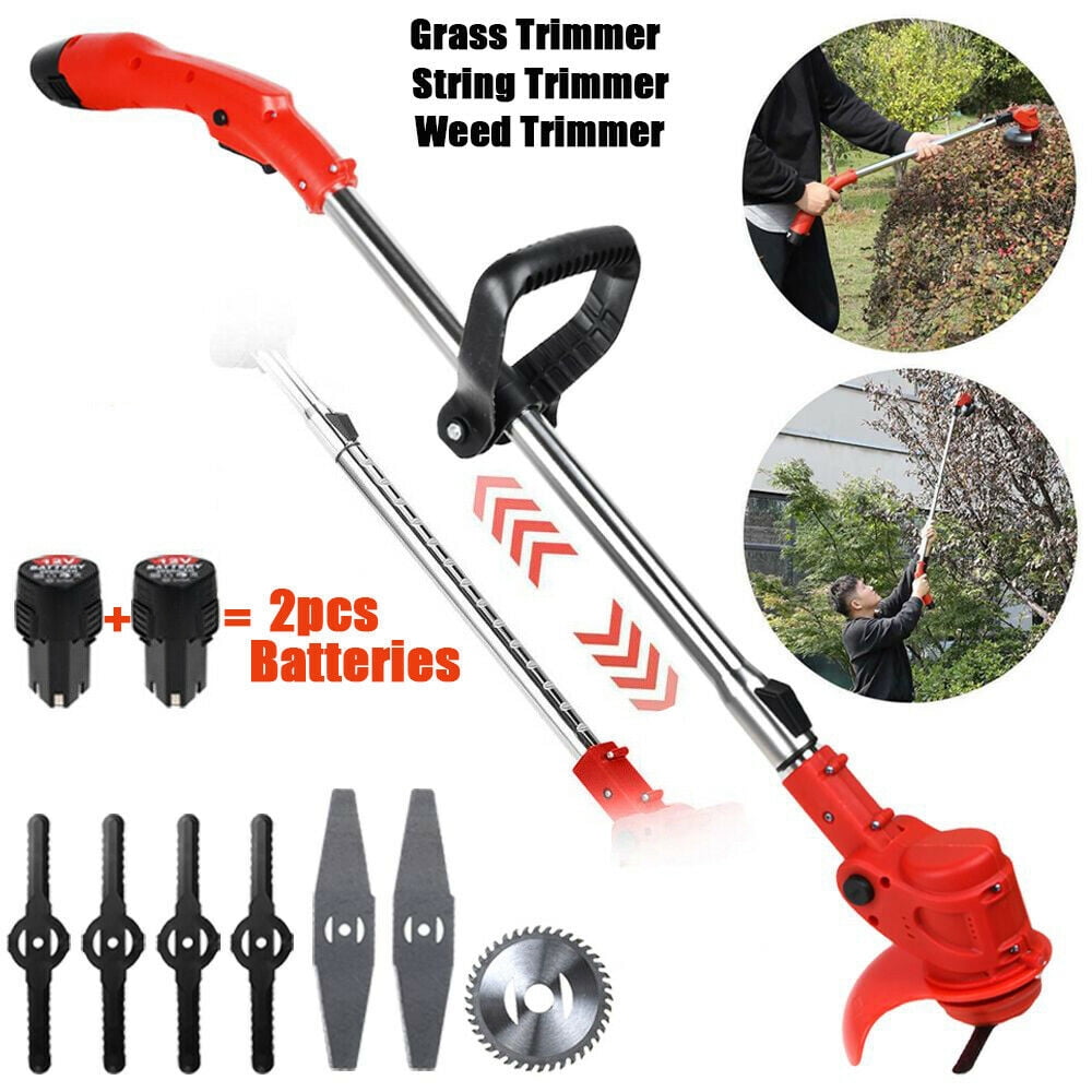 OKHOTY Cordless 20V Battery Powered Straight Shaft String Trimmer, 2 Batteries