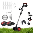 thumbnail image 1 of Cordless Weed Wacker Brush Cutter String Trimmer Electric Grass Trimmer 21V Lawn Trimmer Adjustable Handle Grass Cutter Machine w/Wheels 2 Battery 1.5Ah for Lawn Care, 1 of 12