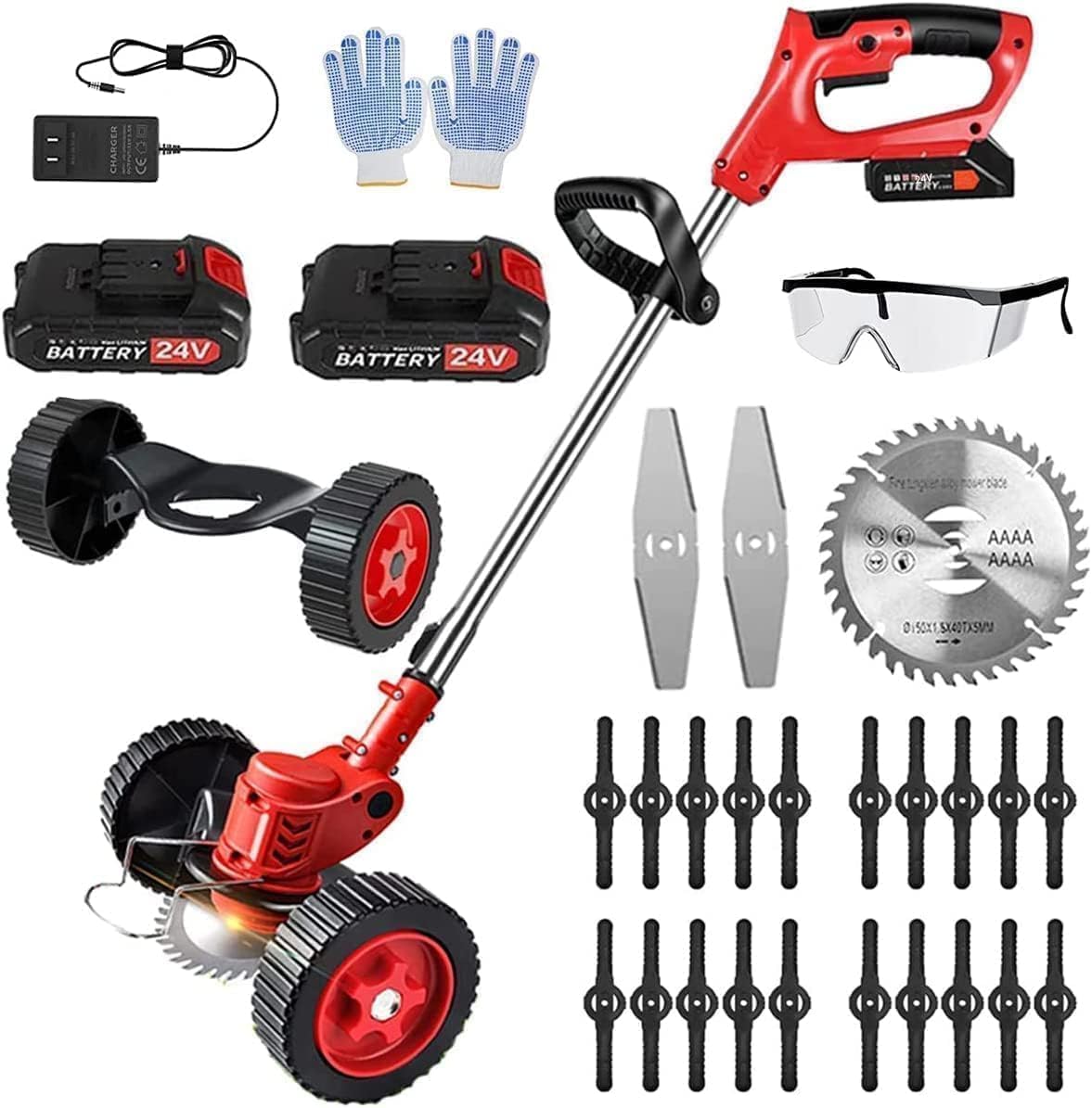WEILISEN Cordless Weed Wacker - 21V, 2x 4.5Ah Batteries, 960W Brushless Motor, 4-in-1 Multi-Tool For Lawn & Garden