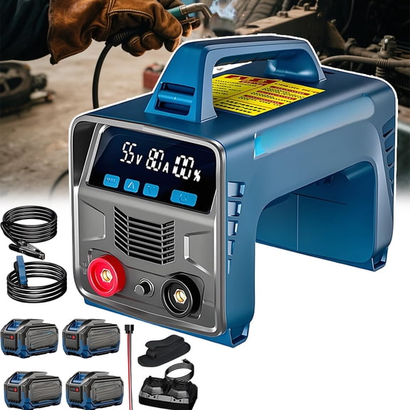 Cordless Welding Machine Upgraded, Battery Powered Welder Machine, With 2/4 Batteries, Portable Led Display, Hot Start Portable Welder Machine, Includes Dual-Battery Charger,Fourbatteries