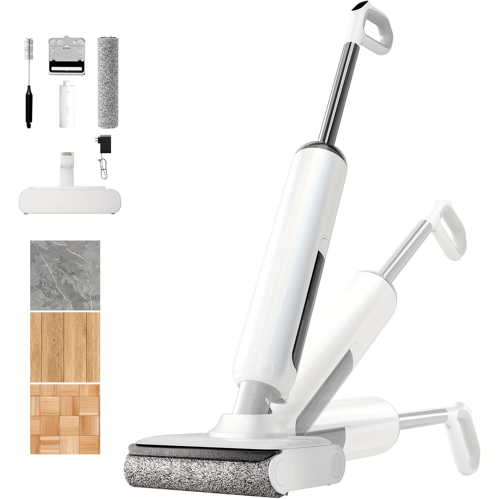 Cordless Wet Dry Vacuum Mop - 17KPa Stick Vacuum for Hard Floors, Pet Hair, Sticky Messes, Hardwood Tile Linoleum with Charging Dock, 110V for Home Office Carpet Cleaning