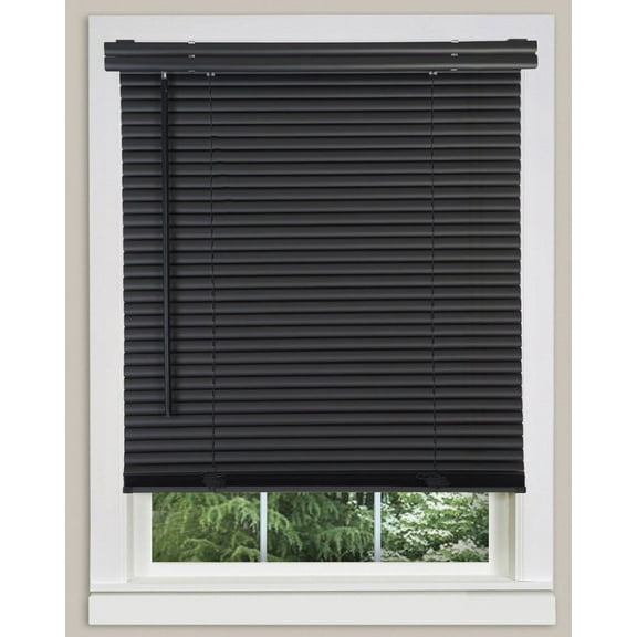 Cordless Window Minds Mini Blinds 1" Slats Black Vinyl Blind  with Durable