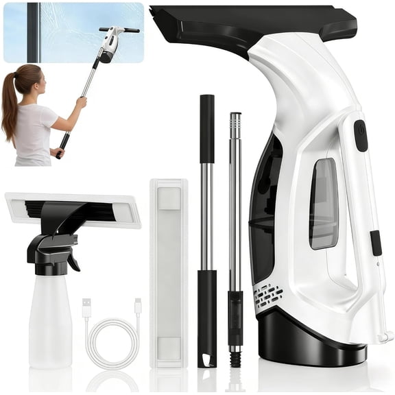 Cordless Window Vacuum Squeegee, 2000Pa Electric Window Cleaner with 2200mAh Battery & 150mL Detachable Tank, Multi-Surface Cleaning Kit for Glass, Shower, Car Windows & Household Use