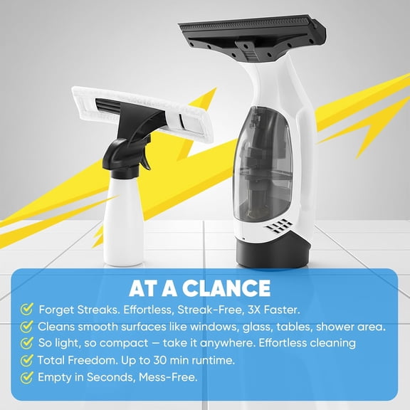 Cordless Window Vacuum Squeegee with Detachable Water Tank