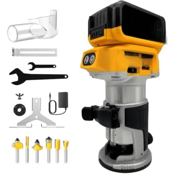 Cordless Wood Router compatible with Dewalt 20V MAX Battery, 6 speeds, 800W 30,000 RPM, Hand Palm Router with 12pcs 1/4"Shank Router Bits for Woodworking,Slotting$$Tools & Hardware Other