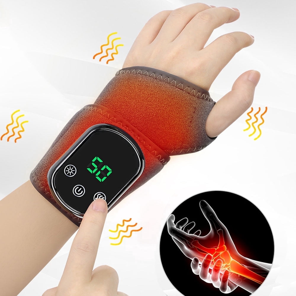 DREAMSOME Cordless Wrist Hand Heating Pad Massage, 5 Heat Levels 3 Massage, Heated Wrist Brace for Discomfort Relief, Fit Left & Right Hand