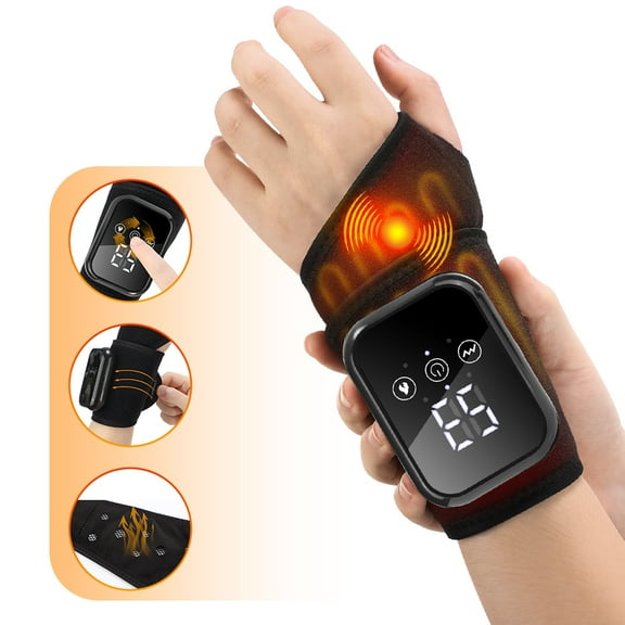 Cordless Wrist Hand Heating Pad Massage for Carpal Tunnel, Heated Wrist Massager Wrap with 2000mAh Battery, Hand Heating Pad Heated Wrist Brace for Right Left Hand, Gifts for Women Men