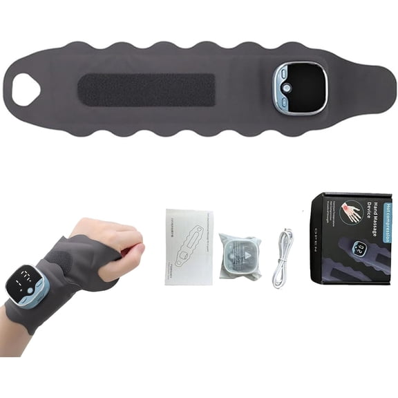 Cordless Wrist Heating Pad, Adjustable 3 Heat & 9 Massage Levels Hand and Wrist Tendon Massager with Detachable Magnetic Unit, Ideal for Office, Travel and Gamers.