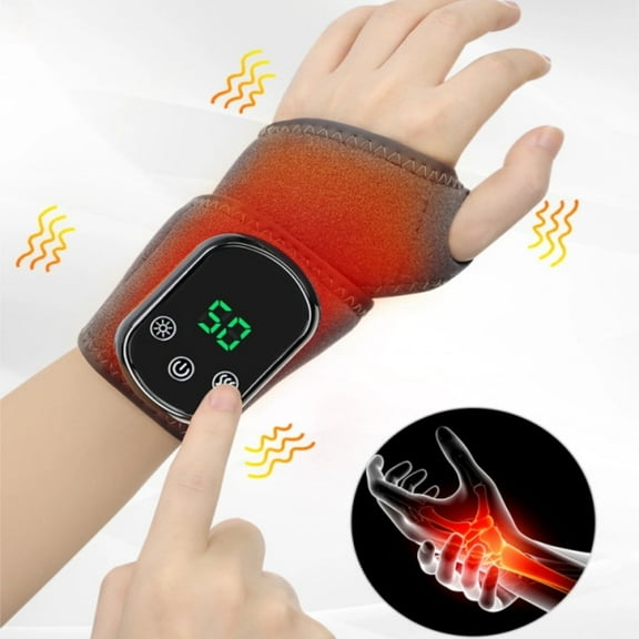 Cordless Wrist Heating Pad, Tendonitis Arthritis, 5 Heat and 3 Vibration Levels Hand Heated Wrap, Rechargeable Heat Thumb Wrist Brace for Left Right Hands