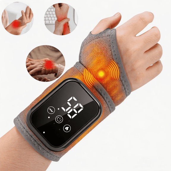 Cordless Wrist Heating Pad Wrap, Heated Wrist Brace with Heating & 3 Vibration Modes, Portable Hand Wrap Brace for Left & Right to Keep Wrist Warmers Carpal Tunnel Relief Hand Massager
