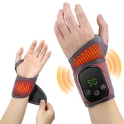 Wrist Heating Pad, Wrist Massager with Heat, Cordless Hand Brace Wrap with 5 Heating & 3 Vibration Modes, 30min Auto Off, 1800mAh Battery USB Charging for Left & Right Hand Relieve Tension