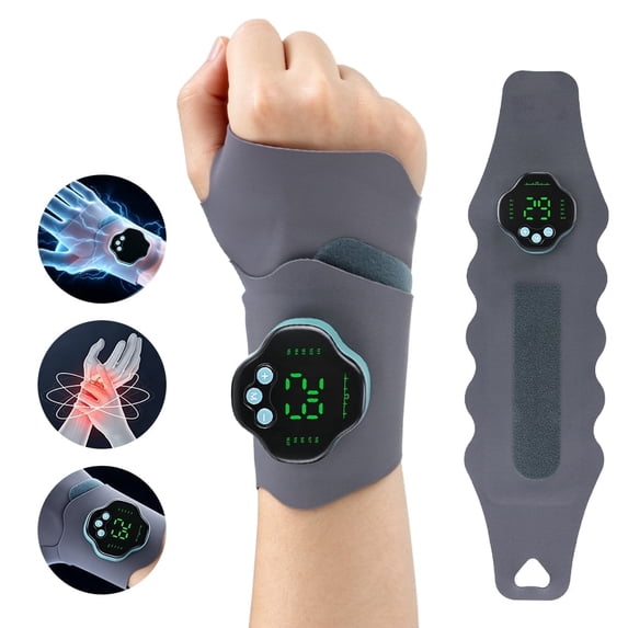 Cordless Wrist Massager Brace Wrap, Microcurrent Wrist Massager with 10 Modes & 29 Intensities, Hand Massage Device for Wrist Support Wrap for Fatigue Relief, Detachable Magnetic Controller
