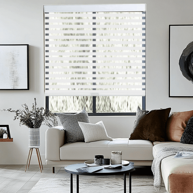 Cordless Zebra Blinds by AOSKY – Light Control, Privacy Made Simple & Safe!Bring Comfort and Style to Your Home with AOSKY Zebra Blinds.44" W x 72" H, White