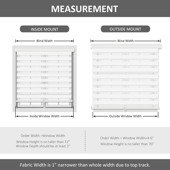 Cordless Zebra Blinds Roller Shades for Window-Dual Layer Sheer Blinds Light Control with Valance Day Night Privacy Light Filtering Fabric, 18" W x 72" H, White