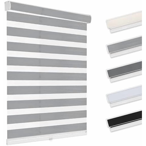 Cordless Zebra Blinds for Windows Free-Stop Roller Shades(Grey,33.5" W x 48" H) Dual Layer Light Filtering Privacy for Day and Night, Home,Office,Bedroom,Bathroom$$Home Decor, Kitchen, & Other