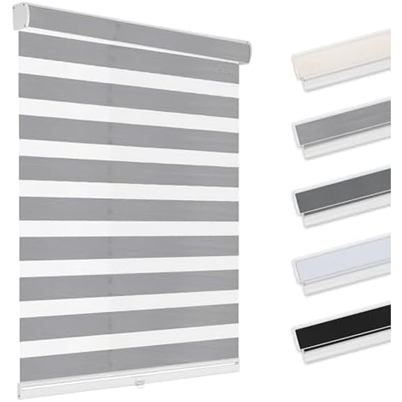 Cordless Zebra Blinds for Windows Free-Stop Roller Shades(Grey,54" W x 64" H) Dual Layer Light Filtering Privacy for Day and Night, Home,Office,Bedroom,Bathroom$$Home Decor, Kitchen, & Other