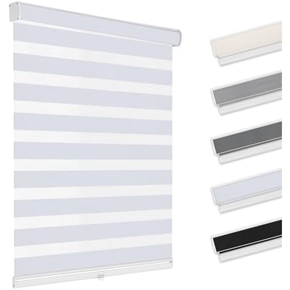 Cordless Zebra Blinds for Windows Free-Stop Roller Shades(White,52" W x 48" H) Dual Layer Blackout Privacy for Day and Night, Home,Office,Bedroom,Bathroom$$Home Decor, Kitchen, & Other