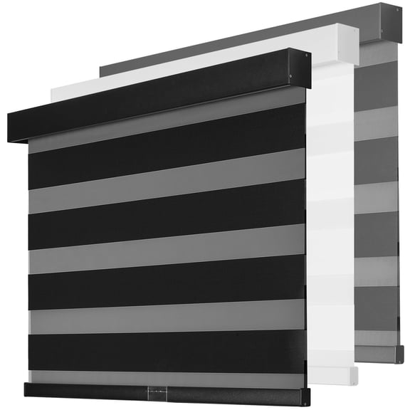 Cordless Zebra Blinds For Windows Free-stop Pull Down Roller Shades Dual Layer Privacy Day And Night Light Filtering Door Home Office Easy To Install(10" W X 72" H Black)