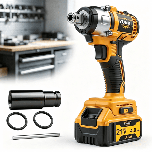 Cordless impact wrench, handheld impact driver, used for car repair, fastener installation, home maintenance, and DIY work, suitable for various scenarios