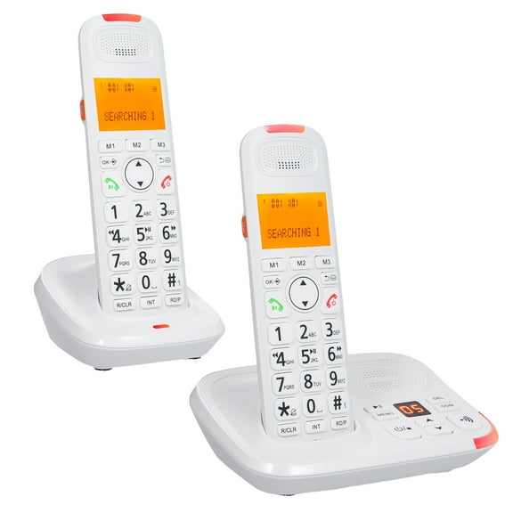 Cordless telephone,3 Lines Display Book Hands-free Intercom Conference Call Key To Caller 50 2-handset With 3 Boost Function 16 White Call Mute One Audio Boost Display Caller White