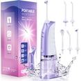 thumbnail image 1 of Cordless water flosser, 300 3 modes 5 nozzle tips portable electric flosser, suitable for adult use, 7 waterproof oral irrigator floss cleaning set, suitable for gum, brace care (purple), 1 of 4