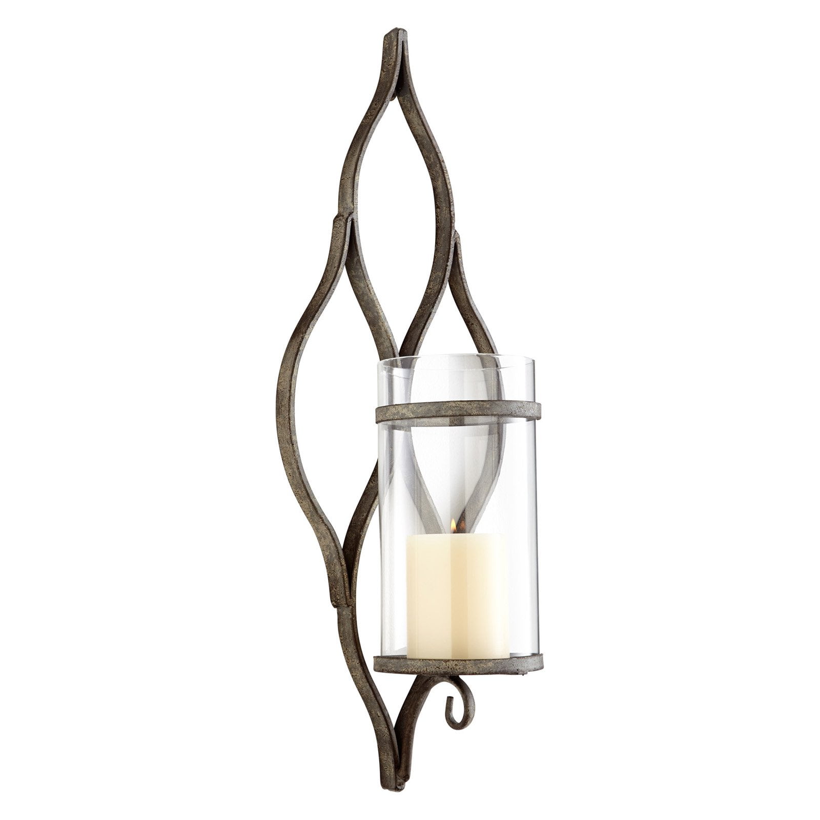 Cordoba Gray Iron Wall Candleholder with Glass Shade