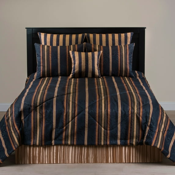 Cordoba stripe dark navy comforter set Twin Striped 3 Piece