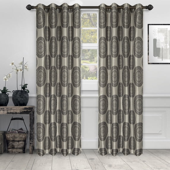 Cordon Jacquard Grommet Curtain Panel (Set of 2)