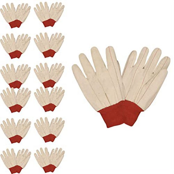 Cordova 24101 Double Palm Gloves, Nap-in, Red Knit Wrist, Large, 12-Pack