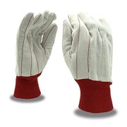 Cordova 2435CDR Corded Double Palm Gloves, Nap-in, Natural, Red Knit Wrist, Large, 12-Pack