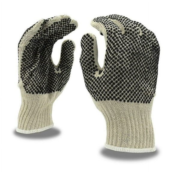 12-Pack of Cordova 3851M Economy Weight Work Gloves, Natural, Poly/Cotton Machine Knit, 2-Side PVC Dots, Medium