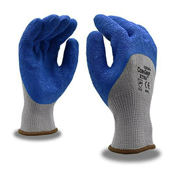 12-Pack of Cordova 3996XL Cor-Grip Xtra Work Gloves, 10-Gauge, Gray Poly/Cotton Shell, 3/4 Blue Latex Palm Coating, X-Large
